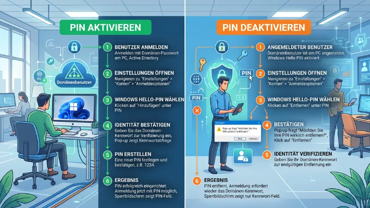 Windows 11/10: Domänenbenutzer PIN-Anmeldung aktivieren/deaktivieren