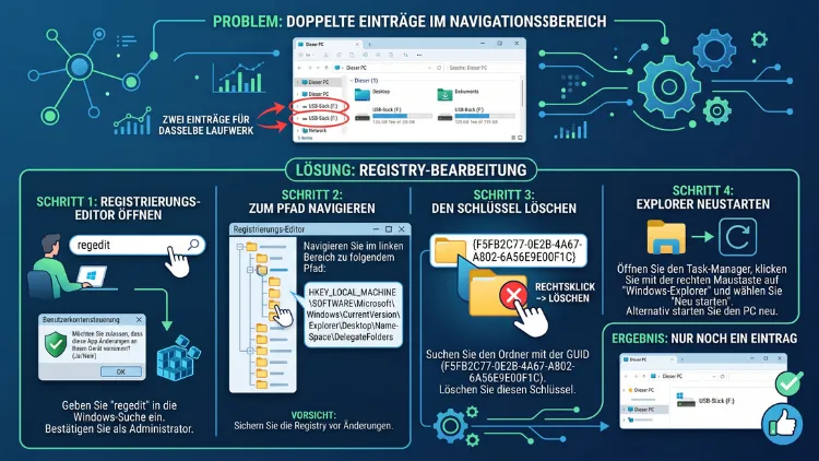 Windows 11/10: Doppelte Laufwerke im Navigationsbereich entfernen