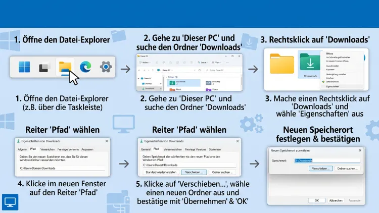 Windows 11/10: Downloads-Ordner-Speicherort ändern - so geht’s