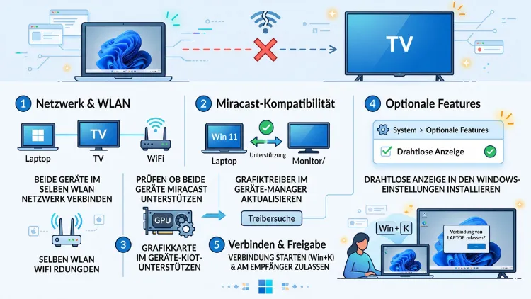 Windows 11/10: Drahtlose Anzeige funktioniert nicht – Lösung