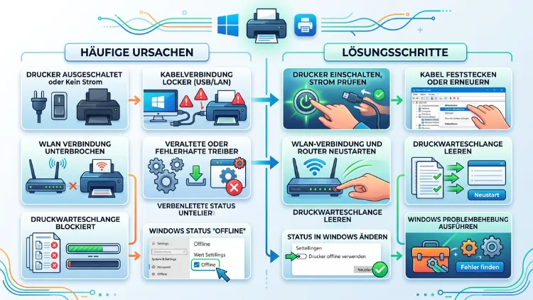 Windows 11/10: Drucker offline – Ursachen & Lösungen erklärt