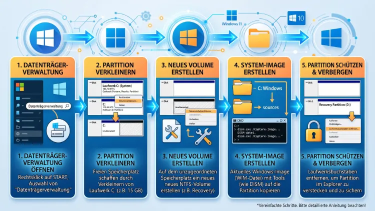 Windows 11/10: Eigene Wiederherstellungspartition erstellen