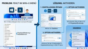 Windows 11/10: Eingabeaufforderung/PowerShell im Win+X-Menü anzeigen