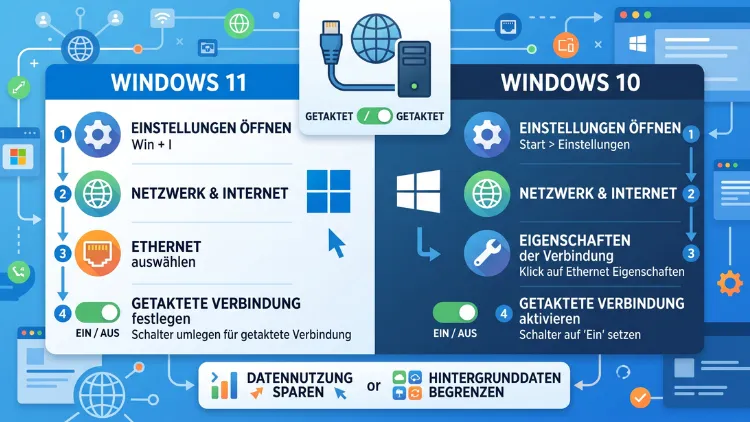 Windows 11/10: Ethernet-Verbindung als getaktet/nicht getaktet festlegen