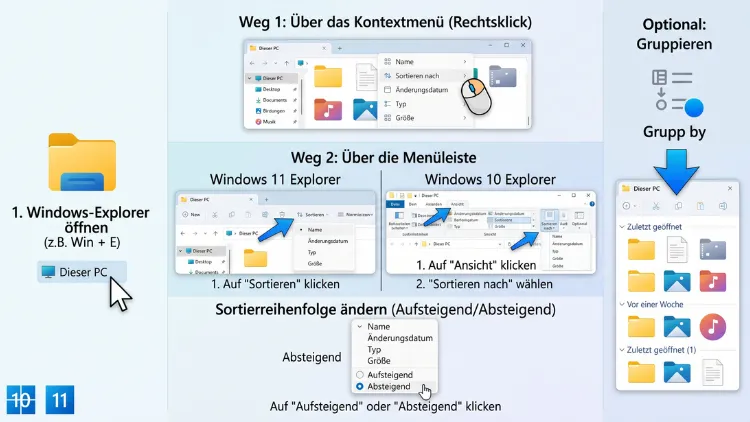 Windows 11/10: Explorer Reihenfolge ändern – so geht’s