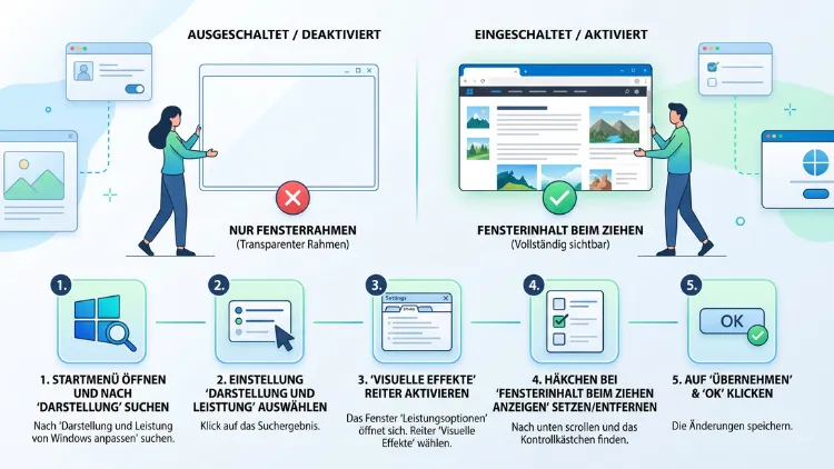 Windows 11/10: Fensterinhalt beim Ziehen anzeigen – so geht’s