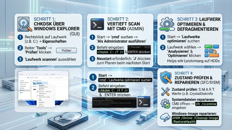 Windows 11/10: Festplatte überprüfen, reparieren – so geht’s