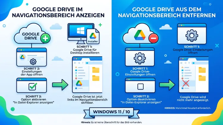Windows 11/10: Google Drive im Navigationsbereich anzeigen/entfernen
