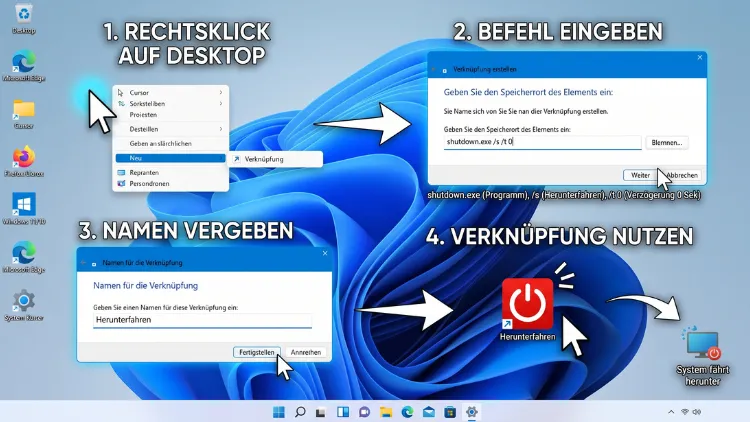 Windows 11/10: Herunterfahren-Verknüpfung erstellen – so geht’s
