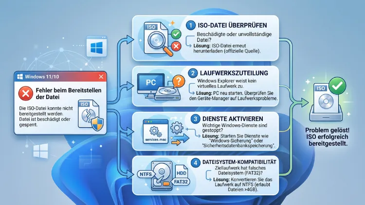 Windows 11/10: ISO-Datei nicht bereitstellbar – Lösung