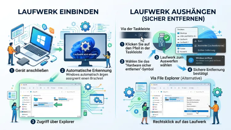Windows 11/10: Laufwerk einbinden und aushängen – so geht’s