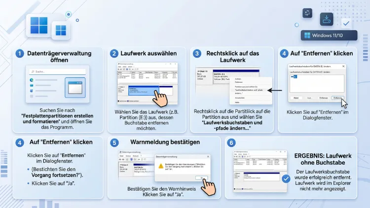 Windows 11/10: Laufwerksbuchstaben entfernen – so geht’s