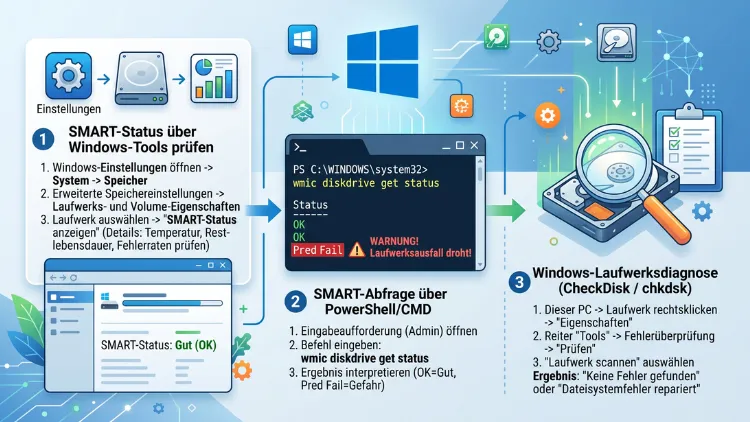Windows 11/10: Laufwerksdiagnose & SMART-Status prüfen – so geht’s