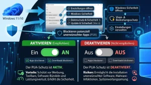 Windows 11/10: Microsoft Defender PUA-Schutz aktivieren/deaktivieren