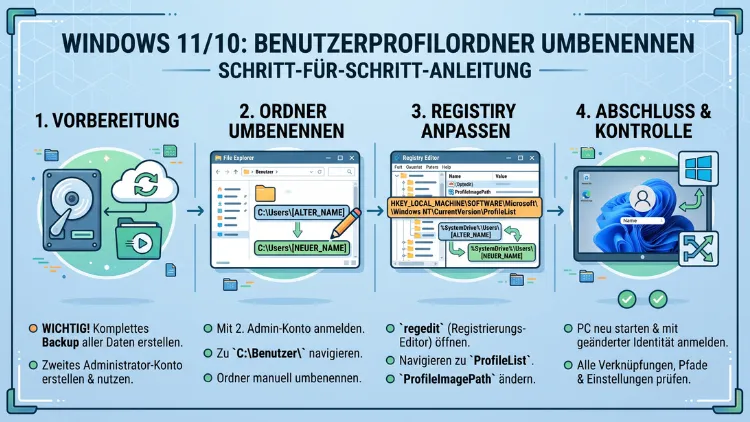 Windows 11/10: Name des Benutzerprofilordners ändern – so geht’s