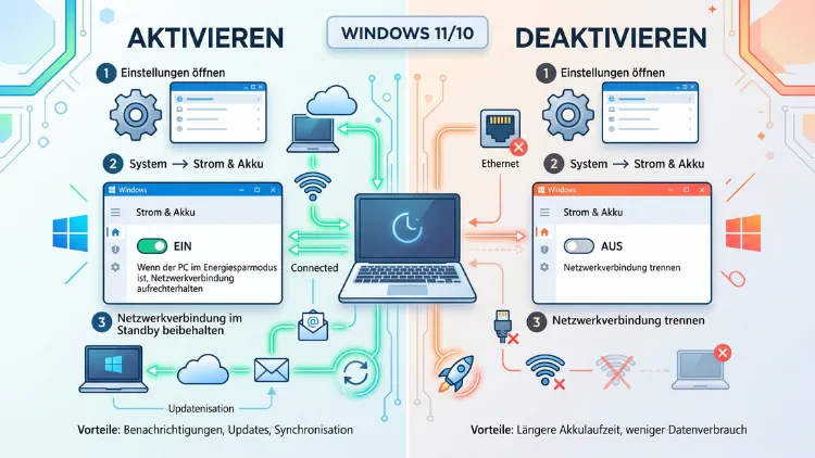 Windows 11/10: Netzwerkkonnektivität im modernen Standbymodus (de)aktivieren