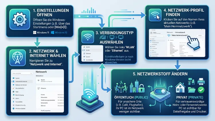 Windows 11/10: Netzwerkstandort ändern – so geht’s