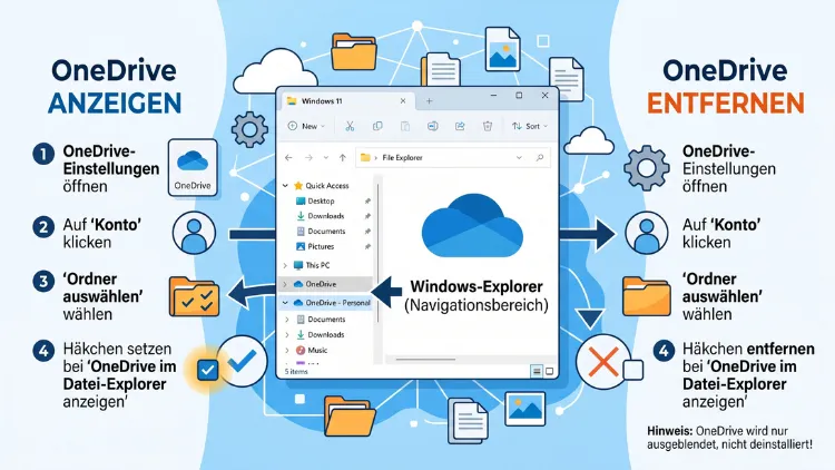 Windows 11/10: OneDrive im Navigationsbereich anzeigen/entfernen
