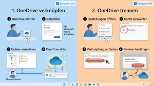 Windows 11/10: OneDrive mit Microsoft-Konto verknüpfen/trennen