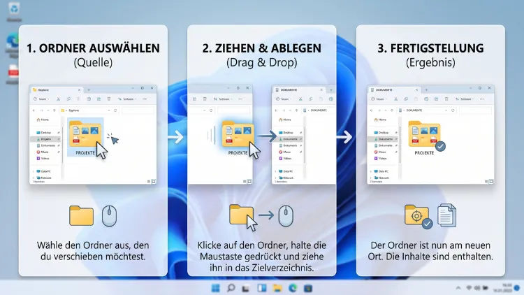 Windows 11/10: Ordner mit Inhalt verschieben – so geht’s