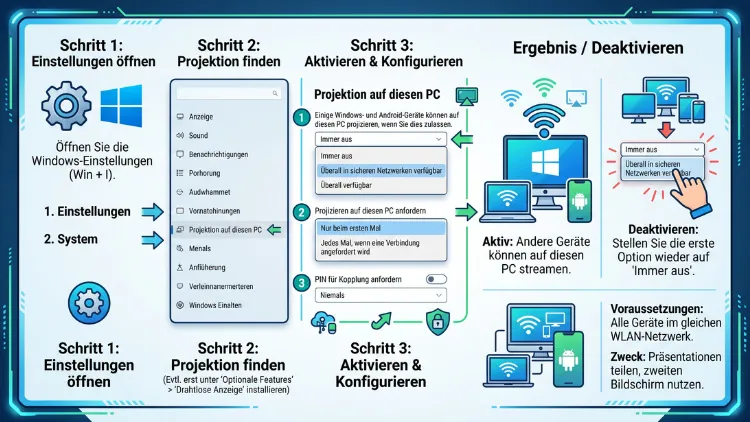 Windows 11/10: Projektion auf diesen PC aktivieren/deaktivieren