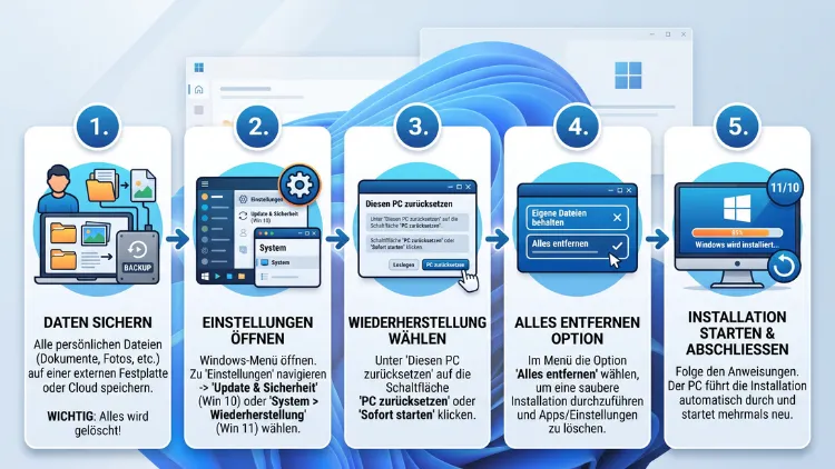 Windows 11/10: Saubere Neuinstallation ohne DVD/USB – so geht’s