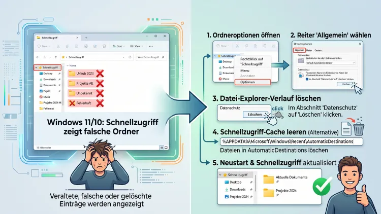 Windows 11/10: Schnellzugriff zeigt falsche Ordner – Lösung