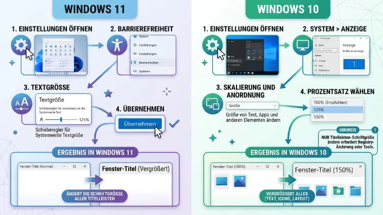 Windows 11/10: Schriftgröße der Titelleiste ändern – so geht’s