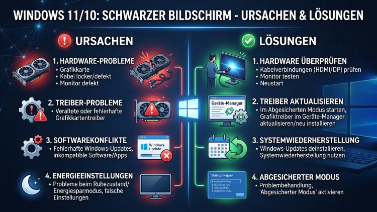 Windows 11/10: Schwarzer Bildschirm – Ursachen & Lösungen