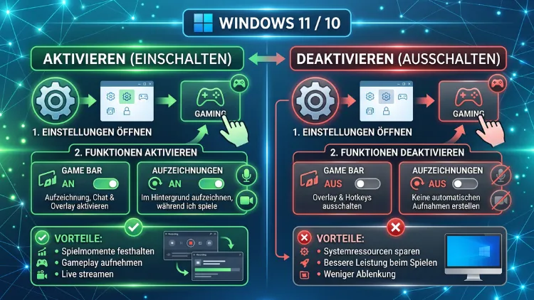 Windows 11/10: Spielaufzeichnung & -übertragung (de)aktivieren
