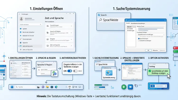 Windows 11/10: Sprachleiste und Eingabeindikator ein-/ausschalten