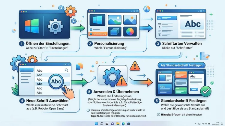 Windows 11/10: Standardsystemschriftart ändern – Anleitung