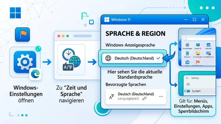 Windows 11/10: System-Standardsprache der Benutzeroberfläche anzeigen