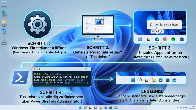 Windows 11/10: Taskleiste zurücksetzen – angeheftete Apps entfernen
