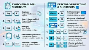Windows 11/10: Tastenkombinationen für Zwischenablage & Desktop