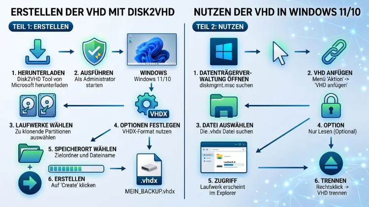 Windows 11/10: VHD mit Disk2VHD erstellen & nutzen – so geht’s