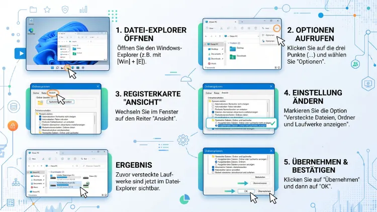 Windows 11/10: Versteckte Laufwerke anzeigen – so geht’s