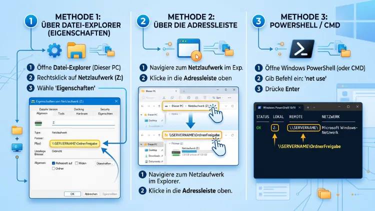 Windows 11/10: Vollständigen Pfad von Netzlaufwerk anzeigen