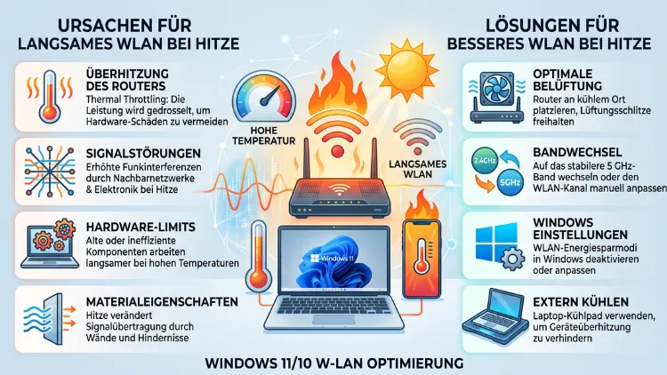 Windows 11/10: WLAN bei Hitze langsam – Ursachen & Lösungen