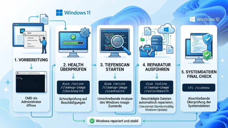 Windows 11/10: Windows-Image mit DISM reparieren – so geht’s