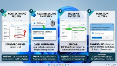 Windows 11/10: „Als Administrator übernehmen“ ins Kontextmenü