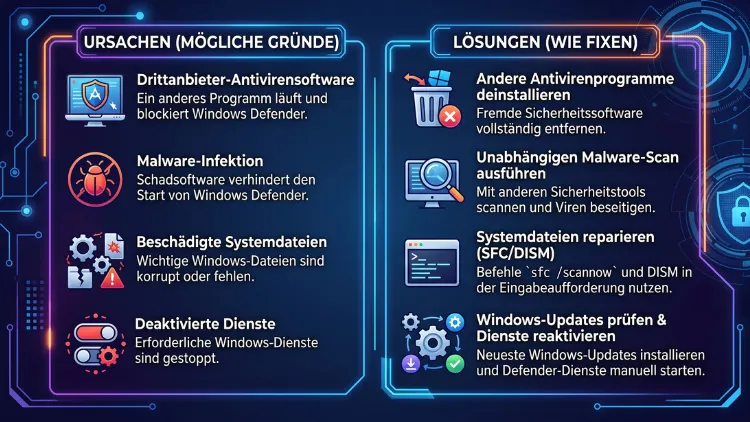 Windows Defender startet nicht? Ursachen & Lösungen erklärt