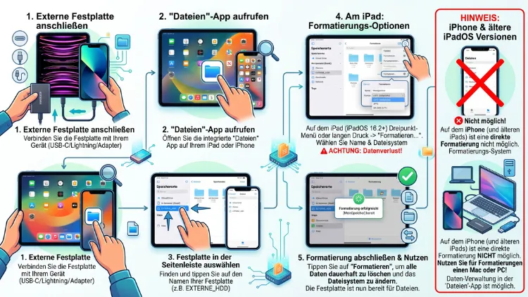 iPad & iPhone: Externe Festplatte formatieren – so geht’s