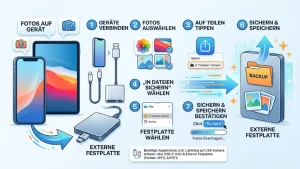 iPhone & iPad: Fotos auf externe Festplatte sichern – so geht’s
