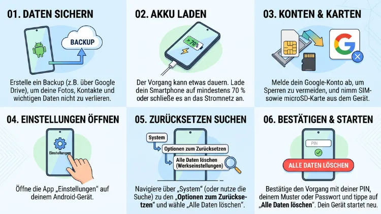 Android-Smartphones auf Werkseinstellungen zurücksetzen – so geht’s