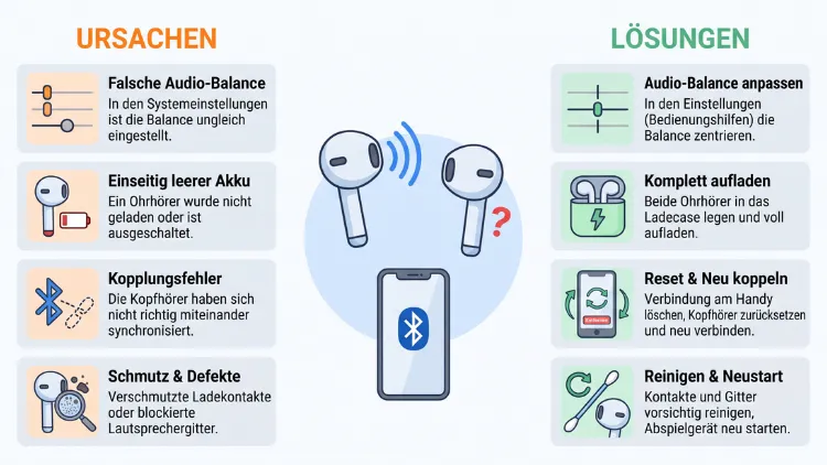 Bluetooth-Audio nur auf einem Kanal – Ursachen & Lösungen