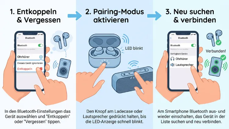 Bluetooth-Ohrhörer oder -Lautsprecher erneut koppeln – so geht’s