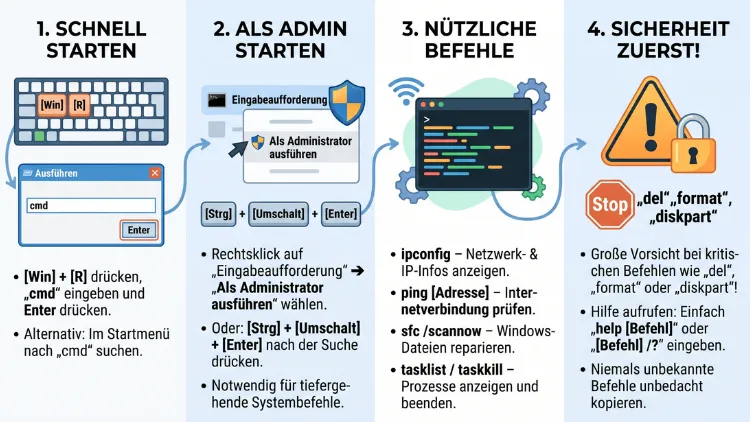 CMD-Befehle nutzen und starten: So geht es schnell und sicher
