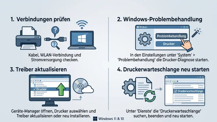 Drucker nicht gefunden/erkannt unter Windows 11 und 10 beheben