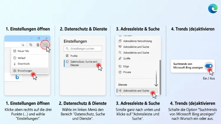 Edge: Bing-Trendsuchvorschläge in Adressleiste (de)aktivieren